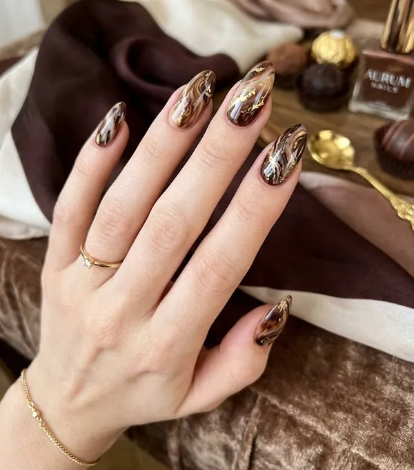Chocolate themed nail design 6