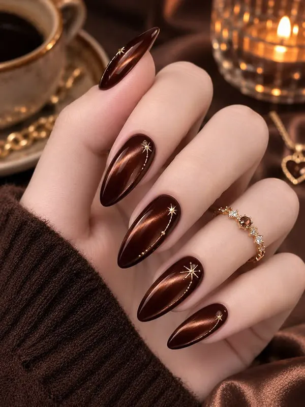 Chocolate themed nail design 7