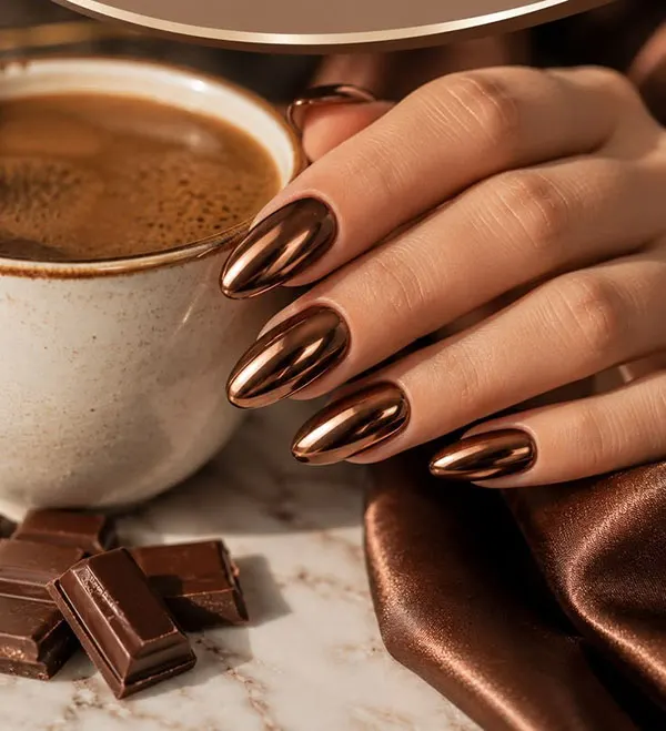 Chocolate themed nail design 8