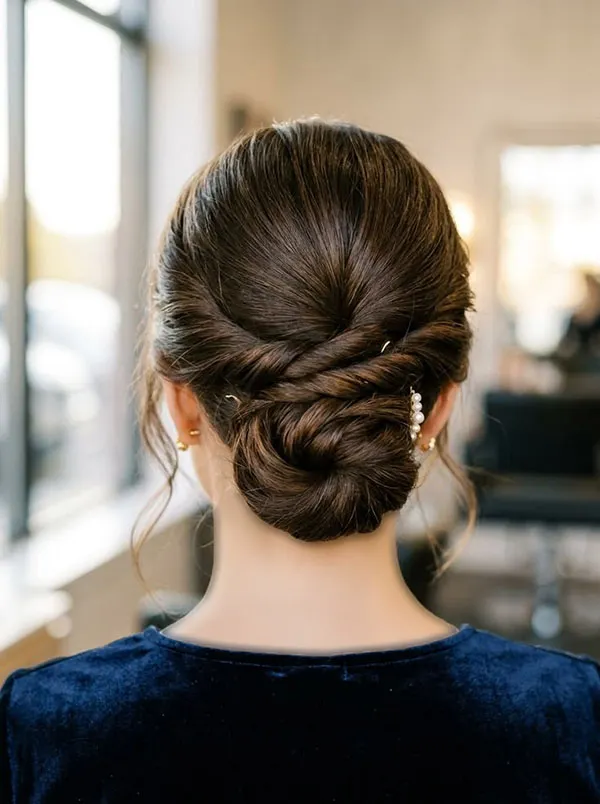 Formal low updo hairstyle 16