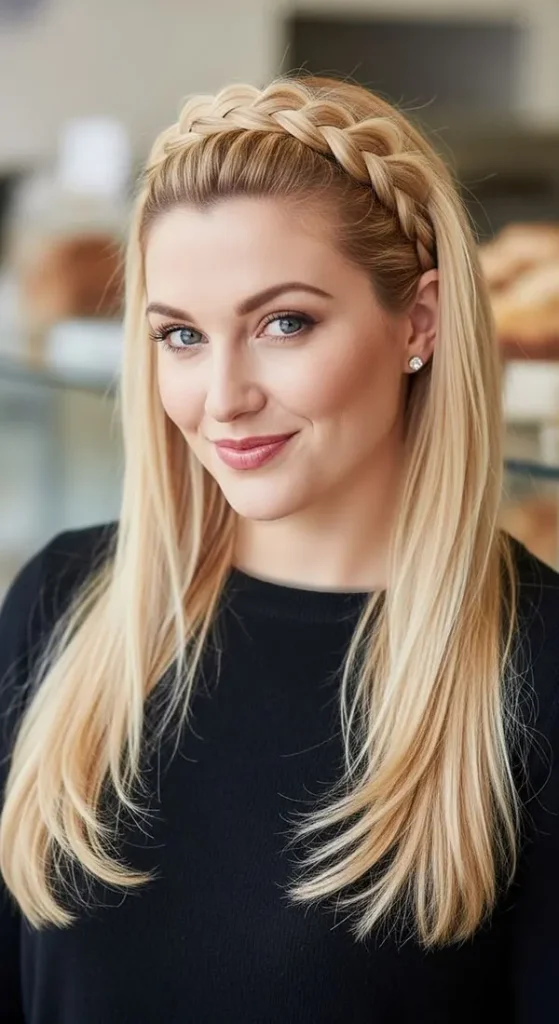 32 مدل بافت مو جلوی سر با موی باز؛ ایدههایی که با چند رشته مو کل استایل را عوض میکنند! 15 Front hair braid with loose hair 12