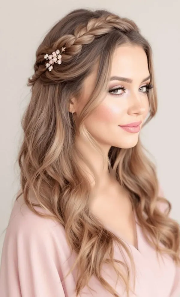 32 مدل بافت مو جلوی سر با موی باز؛ ایدههایی که با چند رشته مو کل استایل را عوض میکنند! 17 Front hair braid with loose hair 14