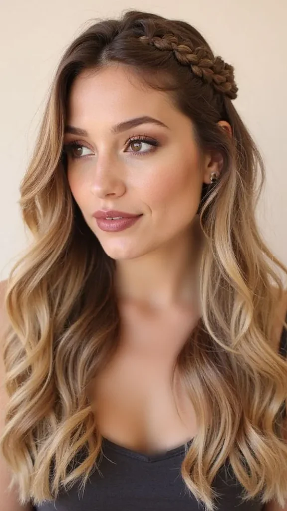 32 مدل بافت مو جلوی سر با موی باز؛ ایدههایی که با چند رشته مو کل استایل را عوض میکنند! 20 Front hair braid with loose hair 19