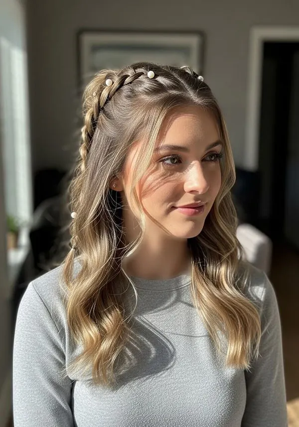 32 مدل بافت مو جلوی سر با موی باز؛ ایدههایی که با چند رشته مو کل استایل را عوض میکنند! 6 Front hair braid with loose hair 2