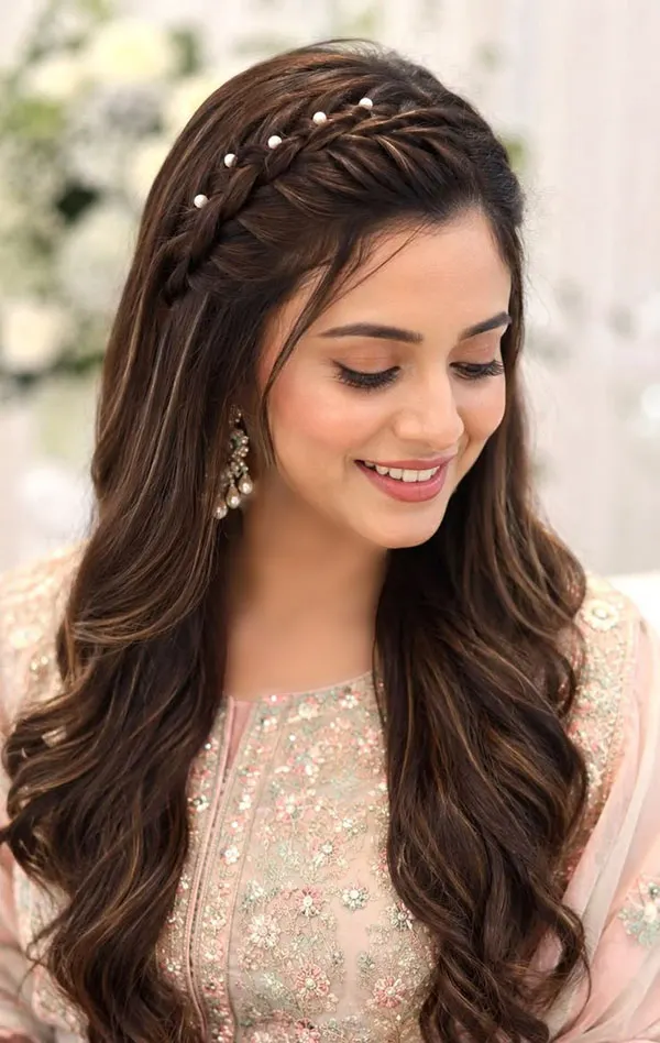 32 مدل بافت مو جلوی سر با موی باز؛ ایدههایی که با چند رشته مو کل استایل را عوض میکنند! 21 Front hair braid with loose hair 22