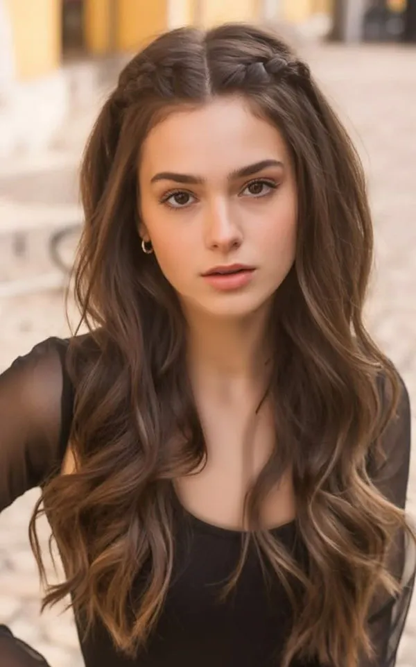 32 مدل بافت مو جلوی سر با موی باز؛ ایدههایی که با چند رشته مو کل استایل را عوض میکنند! 10 Front hair braid with loose hair 7