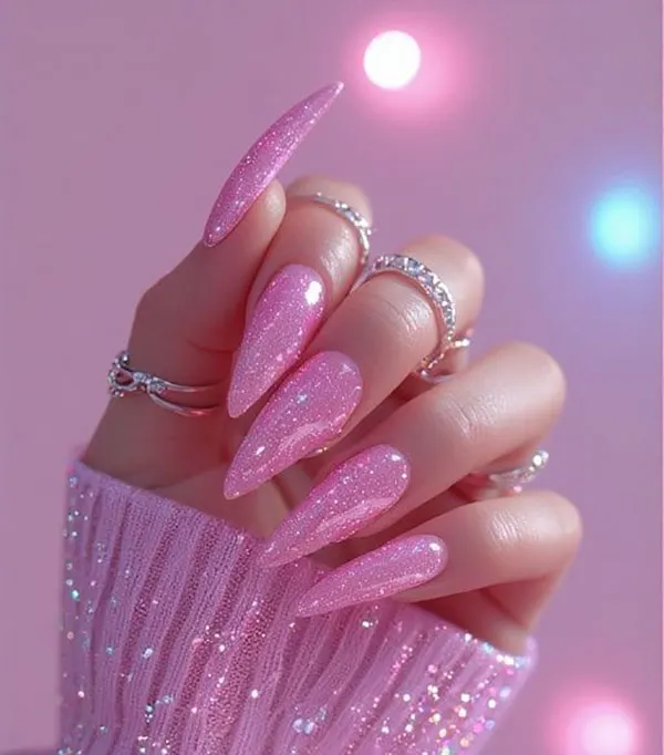 Glittery artificial nails 17