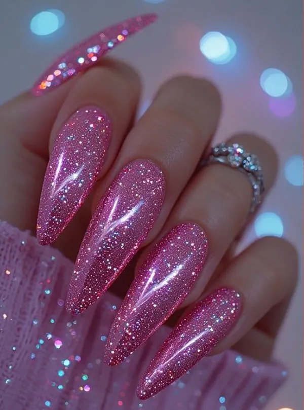 Glittery artificial nails 8