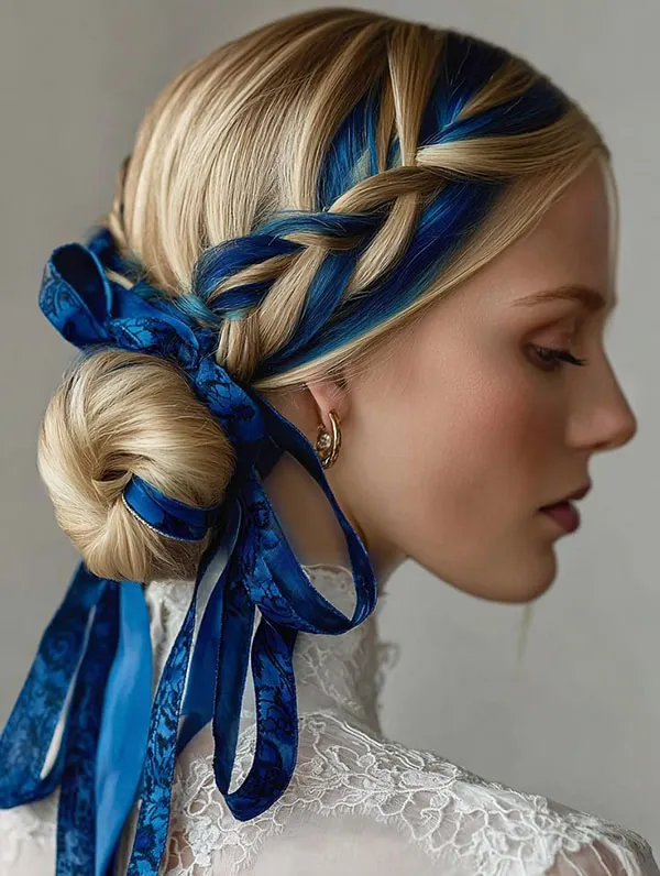 30 مدل بافت مو با روبان؛ ایدههای دخترانهای که یک بافت ساده را خاص میکنند! 18 Hair braiding with ribbon 16