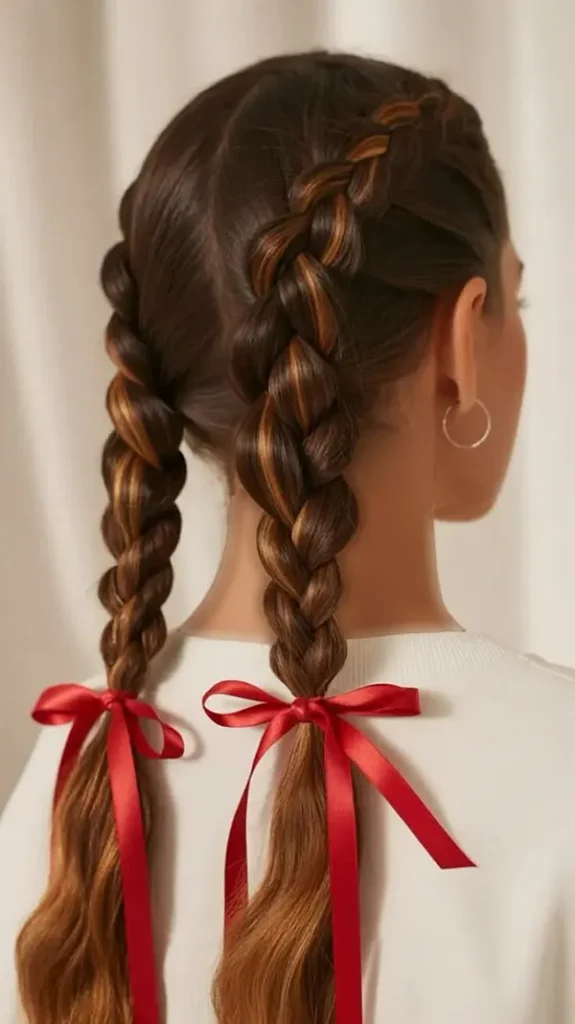 30 مدل بافت مو با روبان؛ ایدههای دخترانهای که یک بافت ساده را خاص میکنند! 20 Hair braiding with ribbon 17