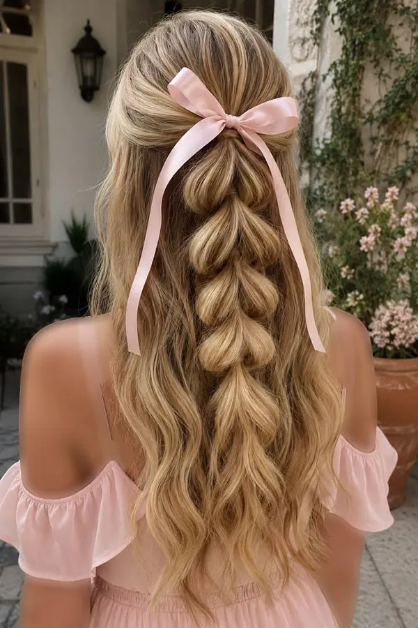 30 مدل بافت مو با روبان؛ ایدههای دخترانهای که یک بافت ساده را خاص میکنند! 21 Hair braiding with ribbon 18