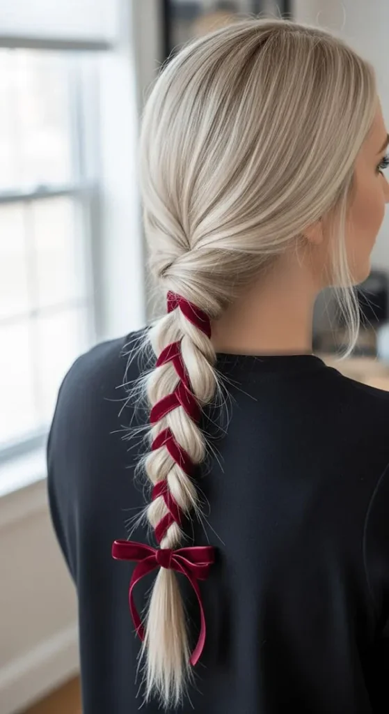 30 مدل بافت مو با روبان؛ ایدههای دخترانهای که یک بافت ساده را خاص میکنند! 34 Hair braiding with ribbon 31