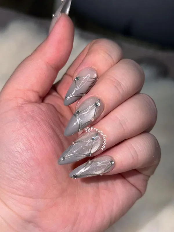 Silver nail design 12