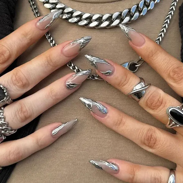 Silver nail design 17