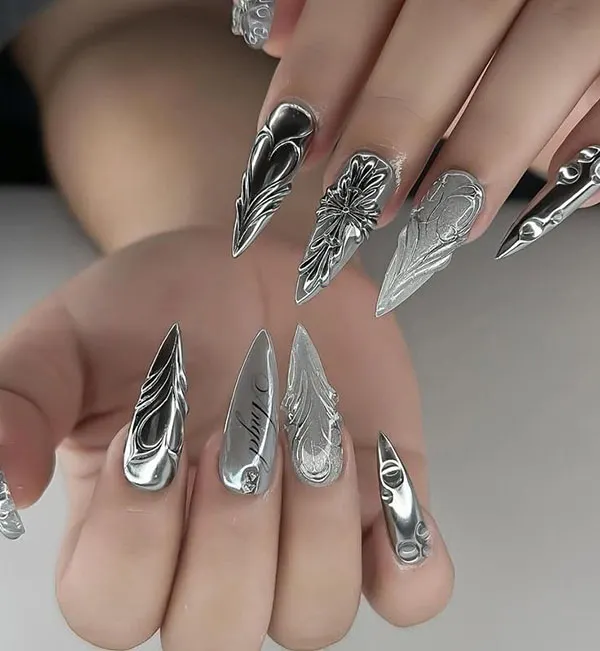 Silver nail design 20