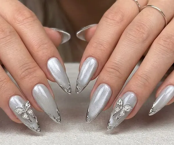 Silver nail design 25