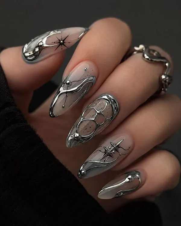 Silver nail design 5