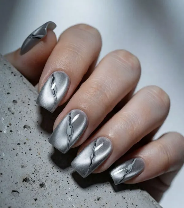 Silver nail design 7