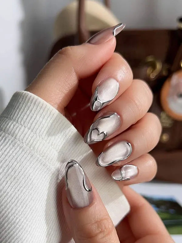 Silver nail design 8
