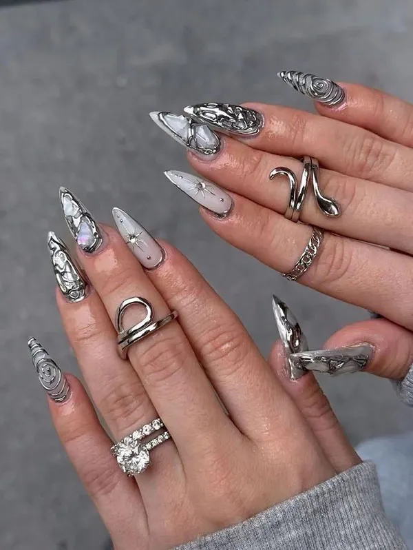 Silver nail design 9