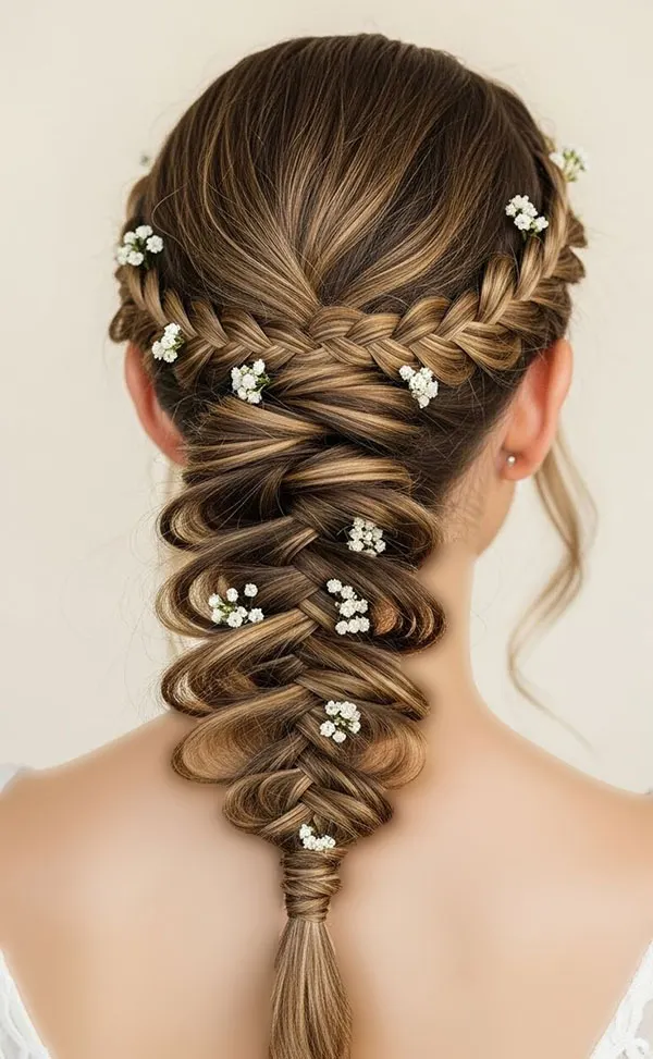 انواع مدل بافت مو برای عروسی رفتن؛ از بافتهای ظریف تا مدلهای خاص مجلسی 2026 29 Braided hairstyles for attending a wedding 23