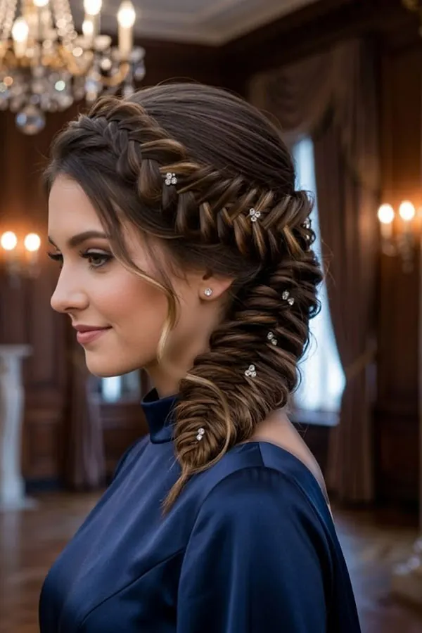 انواع مدل بافت مو برای عروسی رفتن؛ از بافتهای ظریف تا مدلهای خاص مجلسی 2026 24 Braided hairstyles for attending a wedding 30
