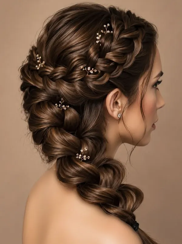 انواع مدل بافت مو برای عروسی رفتن؛ از بافتهای ظریف تا مدلهای خاص مجلسی 2026 9 Braided hairstyles for attending a wedding 5