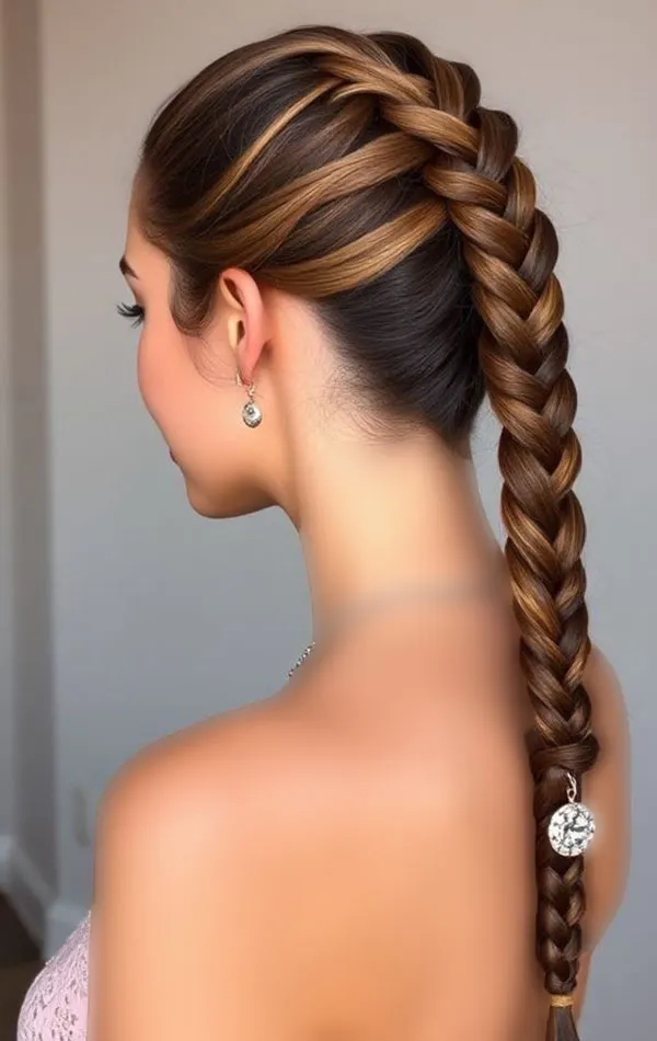 31 مدل بافت مو دم اسبی شیک؛ ایدههای زیبا برای مهمانی و عروسی! 16 Braided ponytail 13
