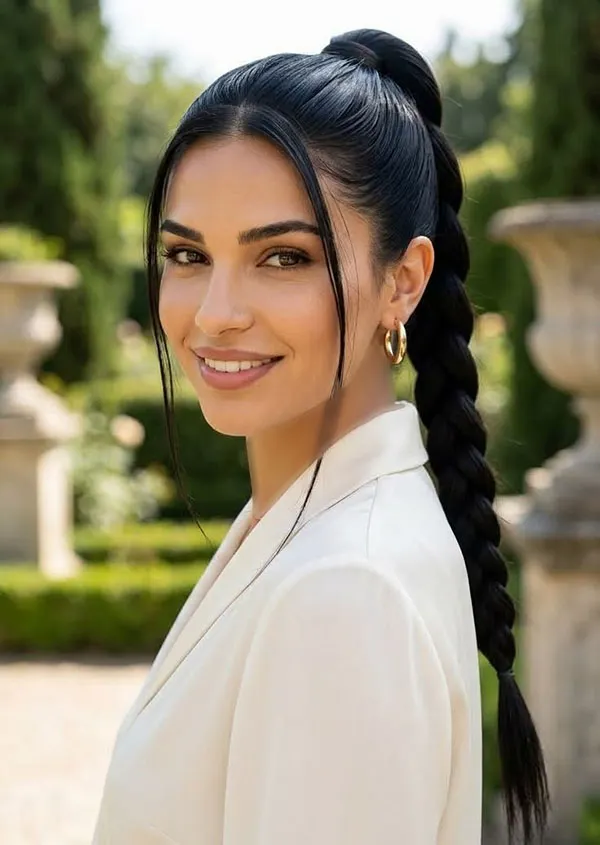 31 مدل بافت مو دم اسبی شیک؛ ایدههای زیبا برای مهمانی و عروسی! 18 Braided ponytail 18