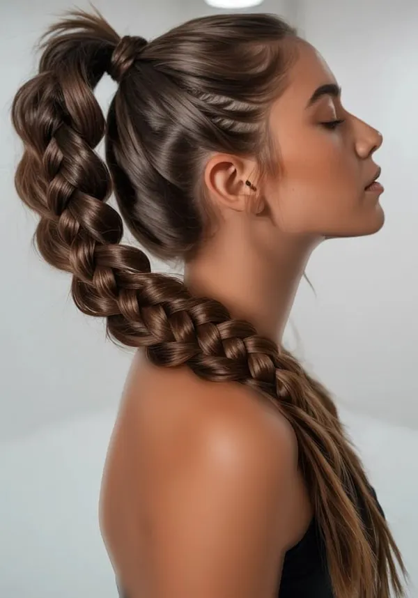 31 مدل بافت مو دم اسبی شیک؛ ایدههای زیبا برای مهمانی و عروسی! 23 Braided ponytail 19
