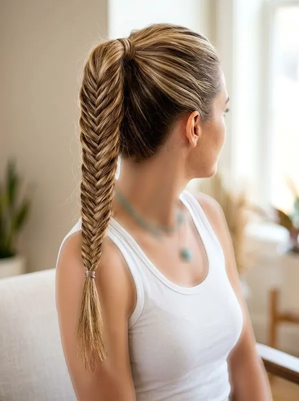 31 مدل بافت مو دم اسبی شیک؛ ایدههای زیبا برای مهمانی و عروسی! 30 Braided ponytail 29