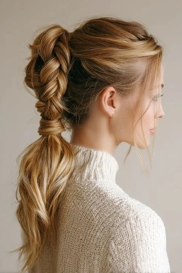 31 مدل بافت مو دم اسبی شیک؛ ایدههای زیبا برای مهمانی و عروسی! 6 Braided ponytail 3