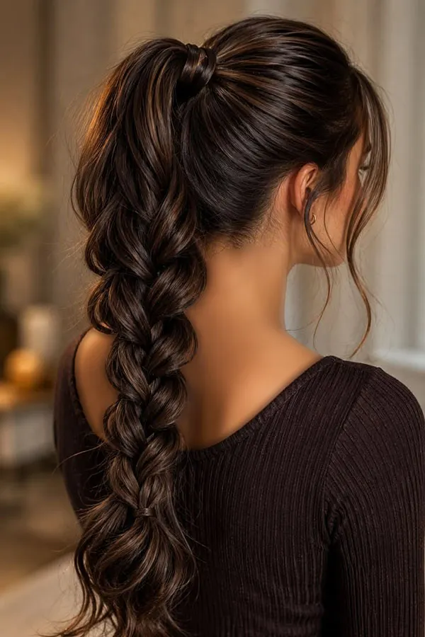 31 مدل بافت مو دم اسبی شیک؛ ایدههای زیبا برای مهمانی و عروسی! 13 Braided ponytail 9