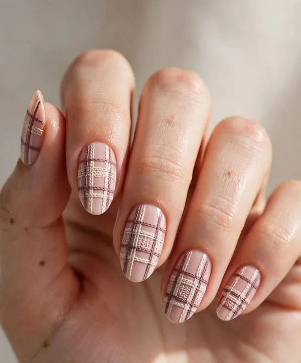 32 طرح ناخن چهارخانه شیک؛ این ترکیب رنگها برای پاییز دیدنیاند! 23 Checkered nail design 17