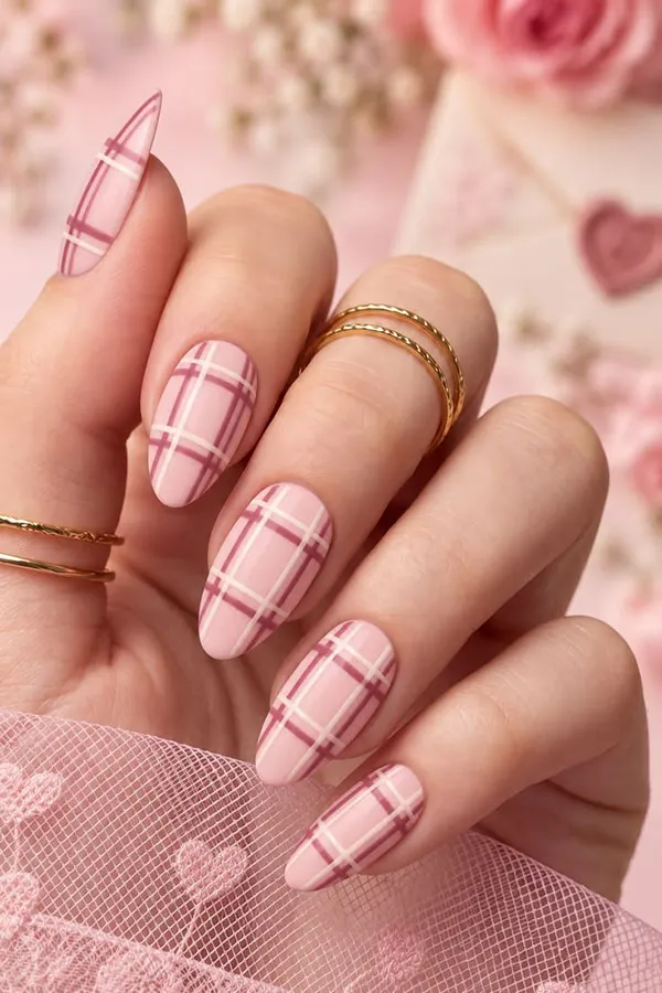 32 طرح ناخن چهارخانه شیک؛ این ترکیب رنگها برای پاییز دیدنیاند! 13 Checkered nail design 7