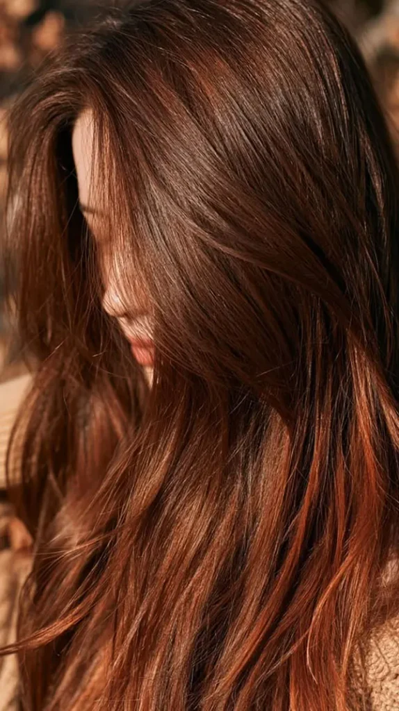 رنگ مو بلوطی پاییز؛ این مدلهای گرم و براق برای پاییز 1405دیدنیاند 24 Chestnut hair color 21