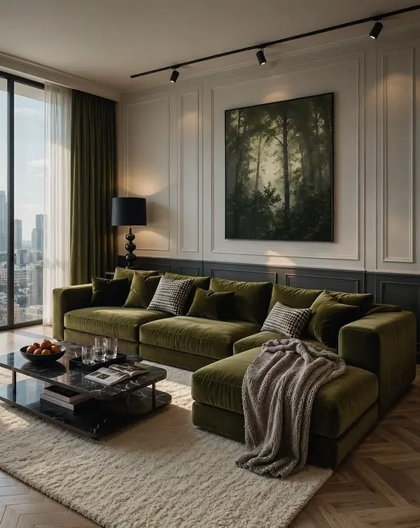 Olive Green Living Room Decor 22