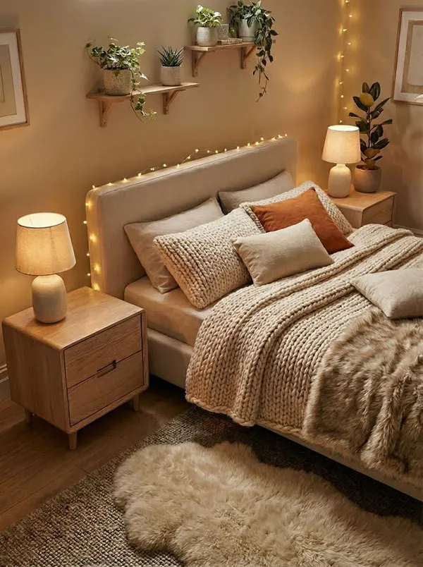 Warm and cozy bedroom decoration 21
