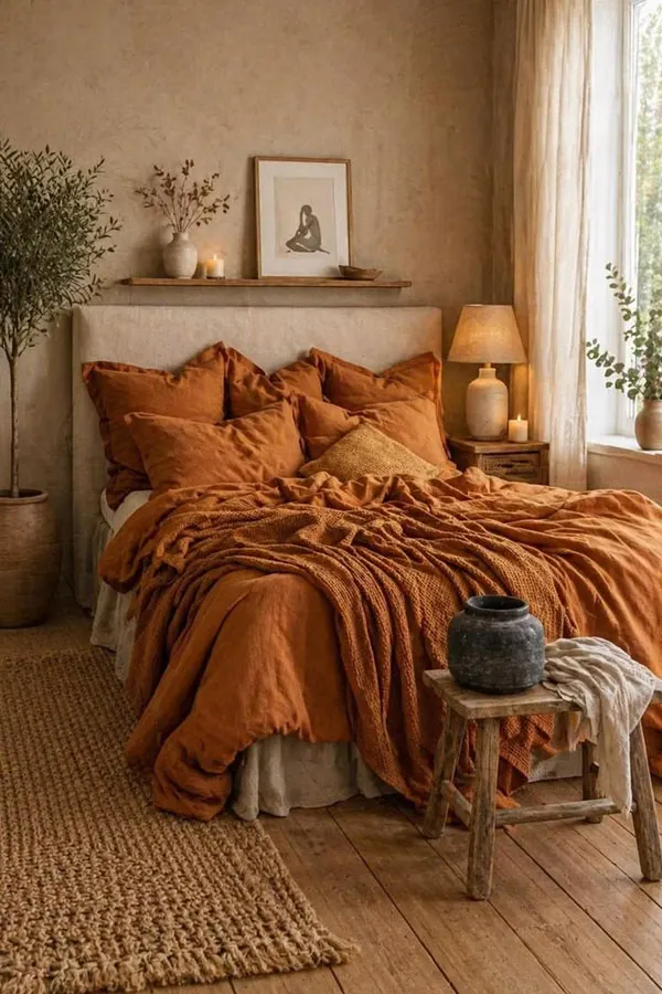 Warm and cozy bedroom decoration 26