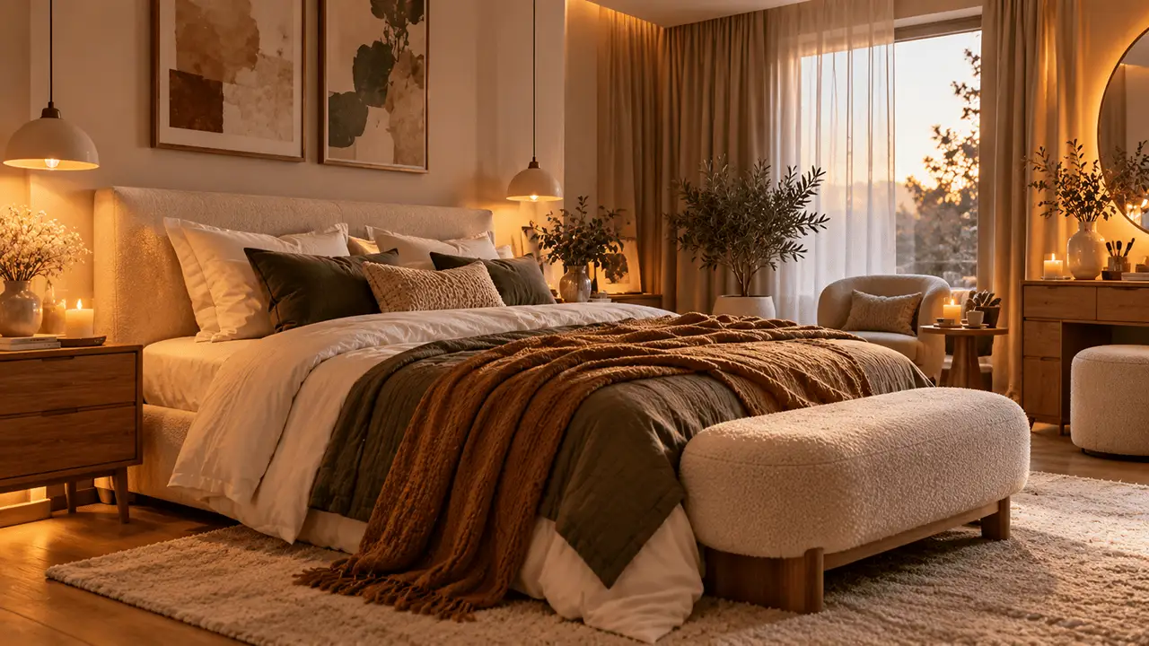 دکوراسیون اتاق خواب گرم و دنج