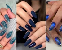 مدل ناخن آبی تیره و روشن