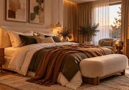 دکوراسیون اتاق خواب گرم و دنج